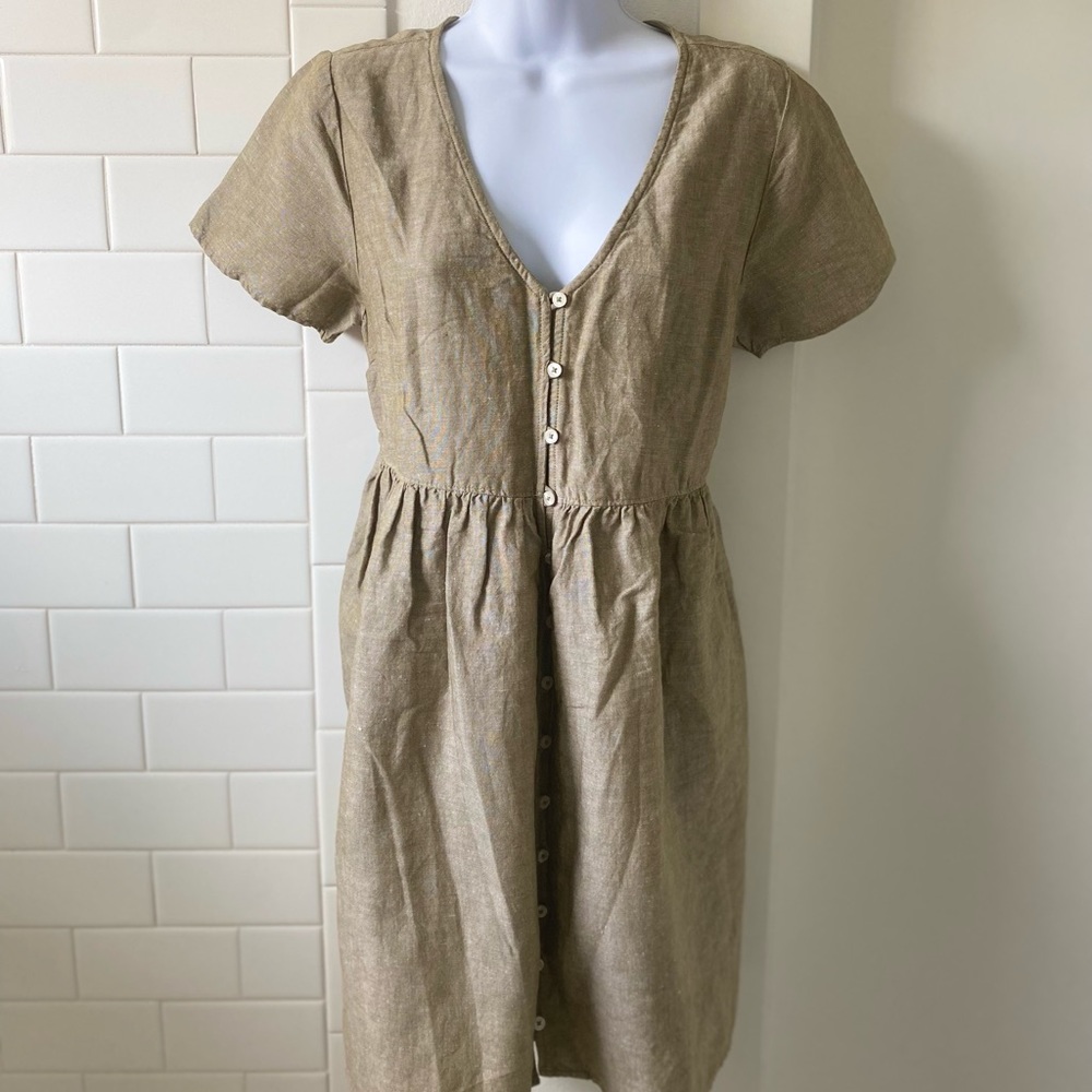 Madewell Linen Blend Button-Front Mini Dress SizeM